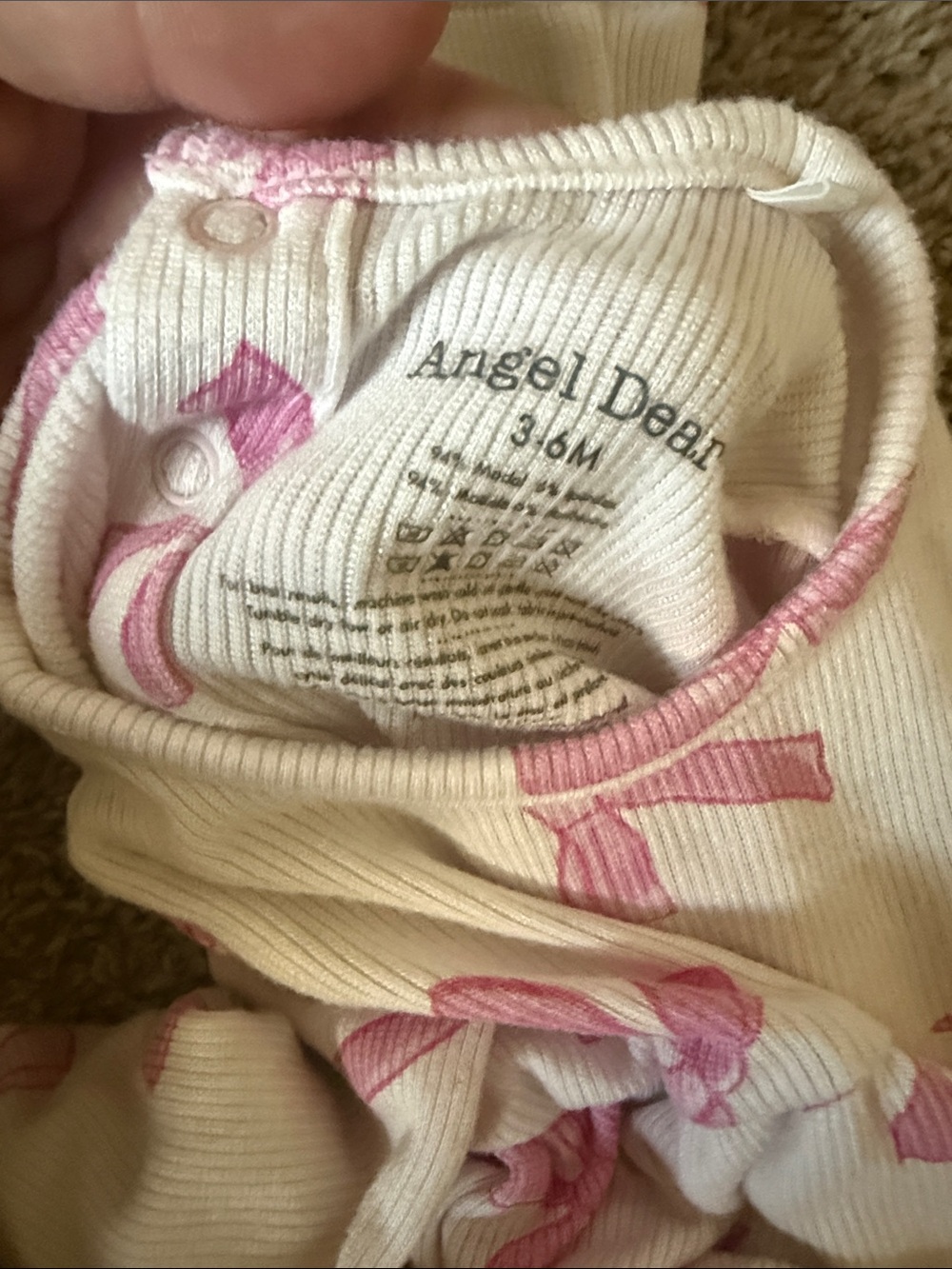 Angel Dear Baby Girl Long Sleeve Dress with Pink Bow Print - Picture 2 of 2